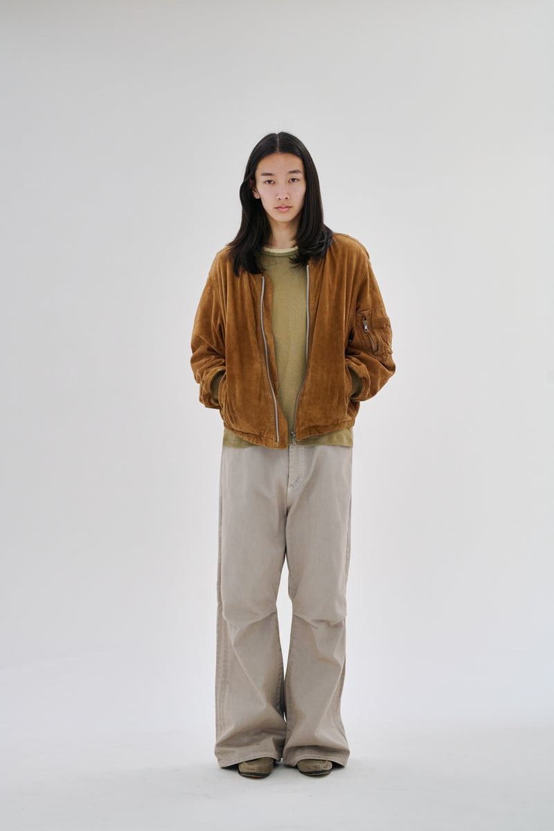 Knee Pleated Baggy Pants - Overdyed Gray ニープリーツ バギー