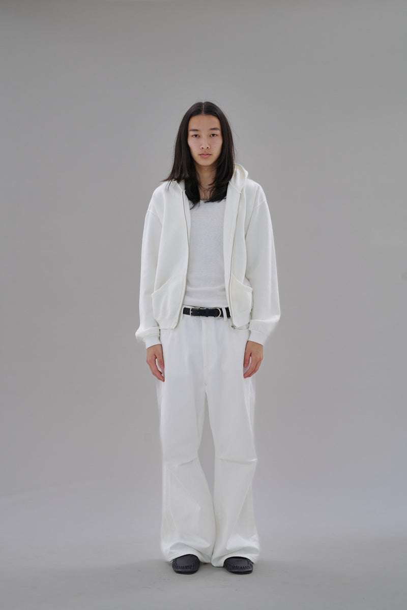Knee Pleated Baggy Pants - Faded white ニープリーツ バギー パンツ