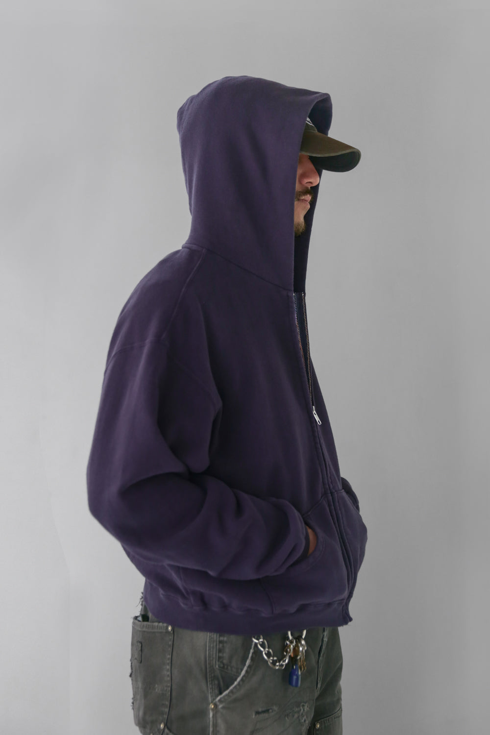 60's Faded Zip hoodie / Dusky Purple
