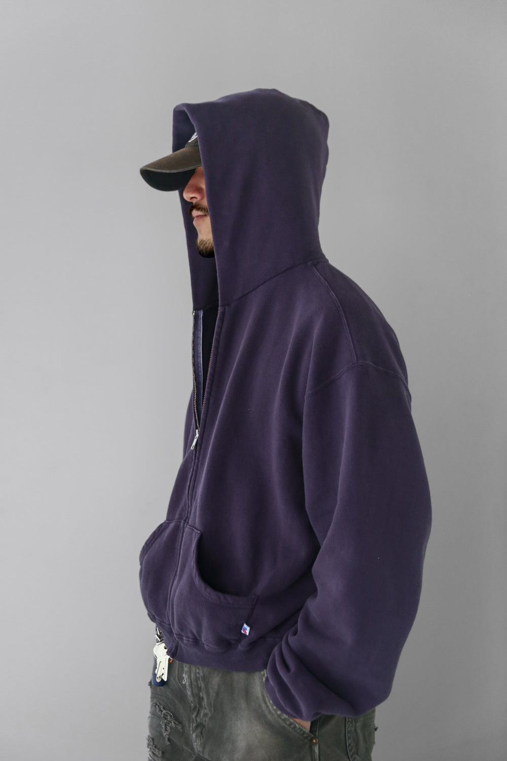 60's Faded Zip hoodie / Dusky Purple