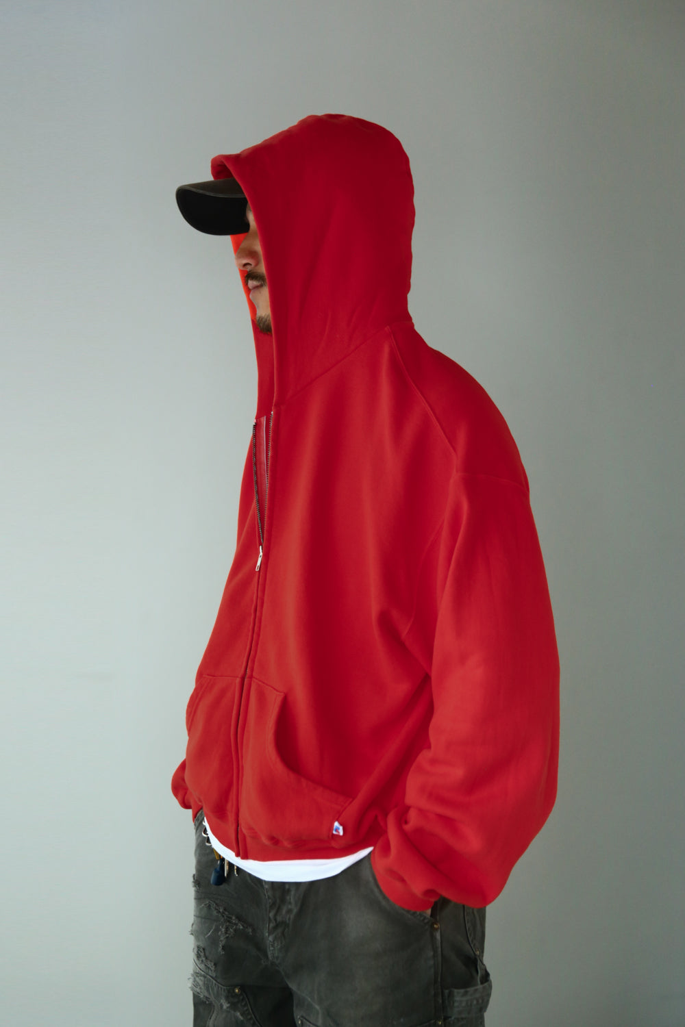 60's Faded Zip hoodie / Dusty Red
