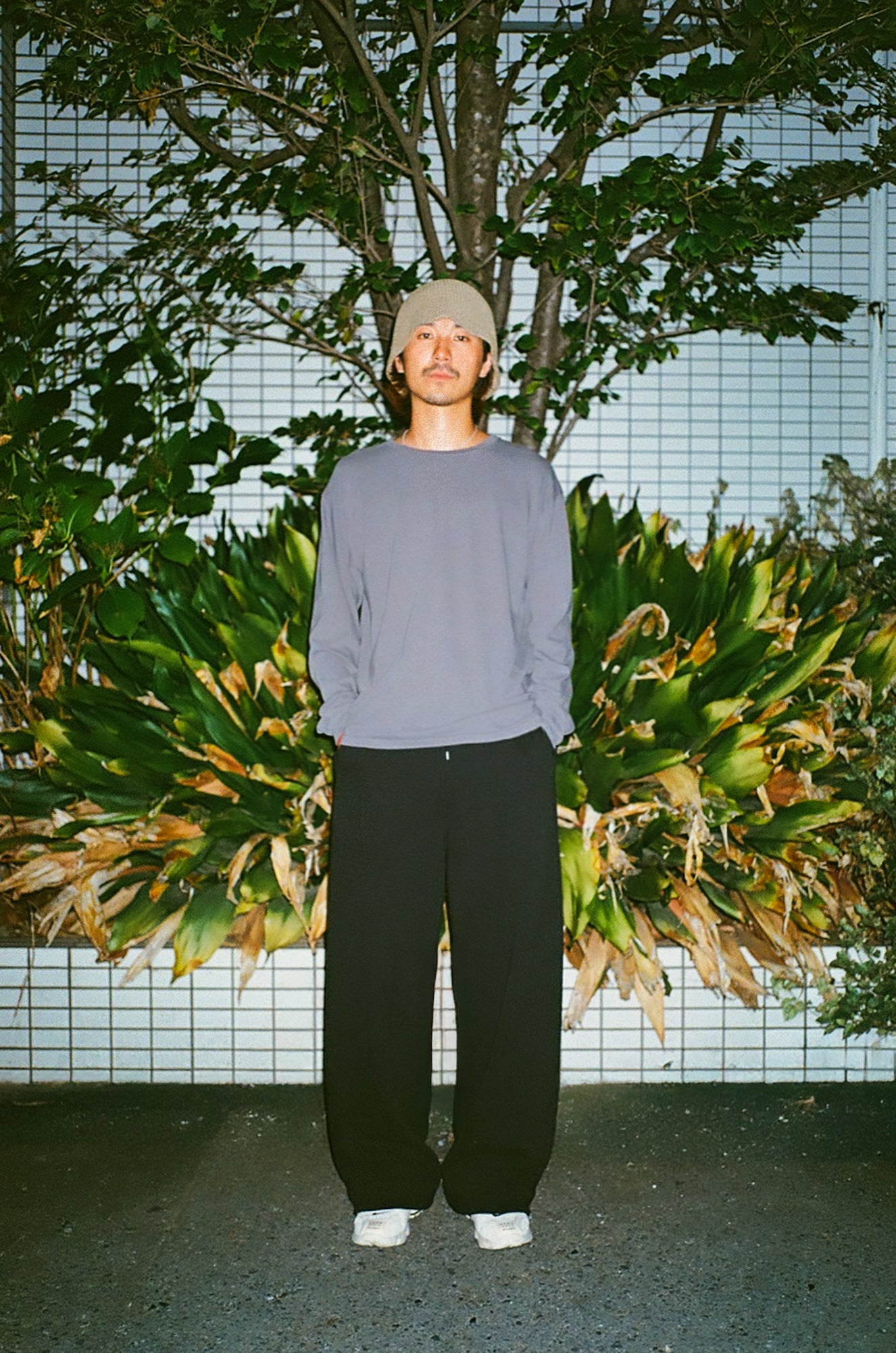 Faded Blank L/S Tee Inspired by the '60s and '70s / Purple Gray