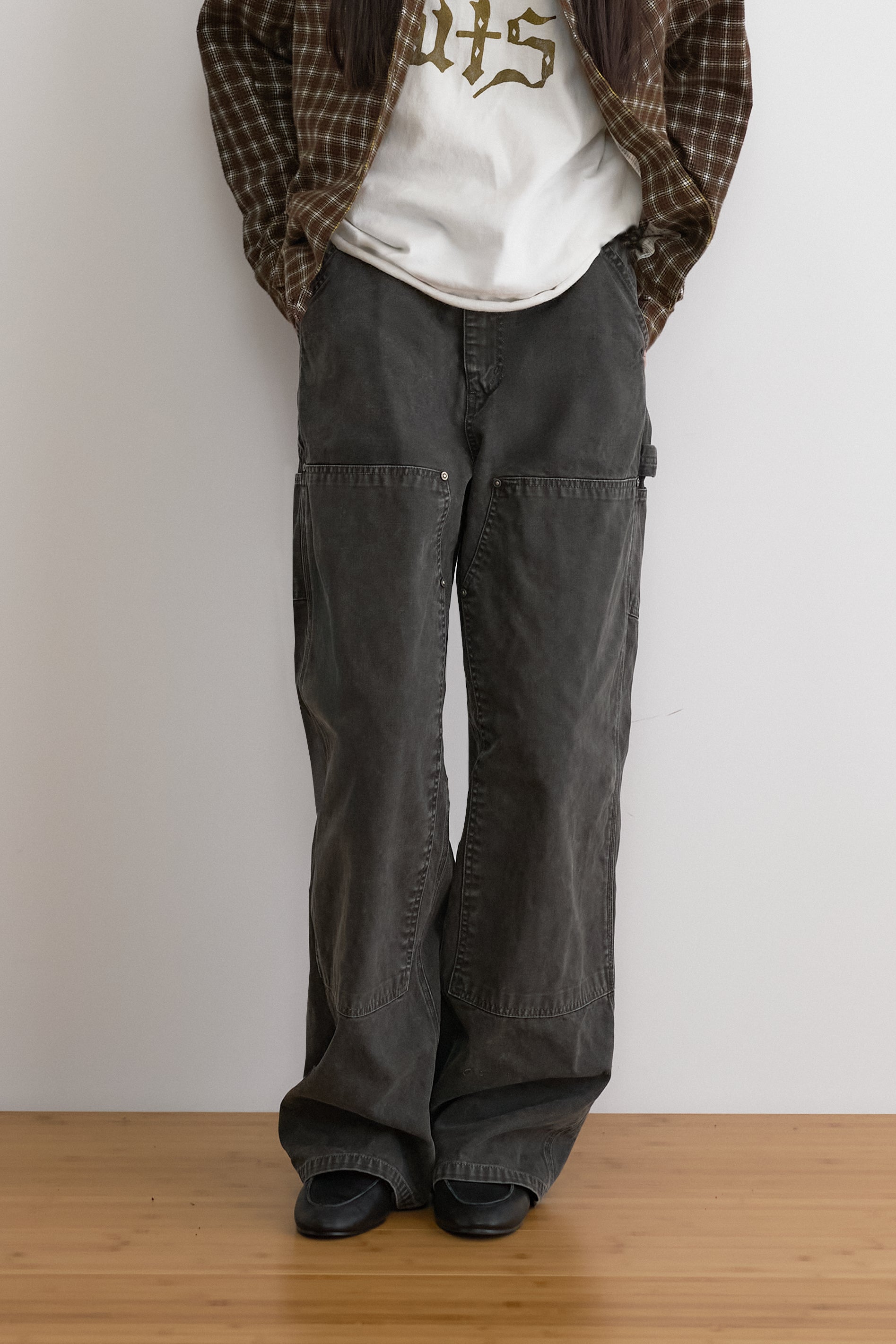 FI - Distressed Double Knee Pants / D-Gray ダークグレー ダブルニー FI - Distressed Double Knee Pants / D-Gray ダークグレー ダブルニー