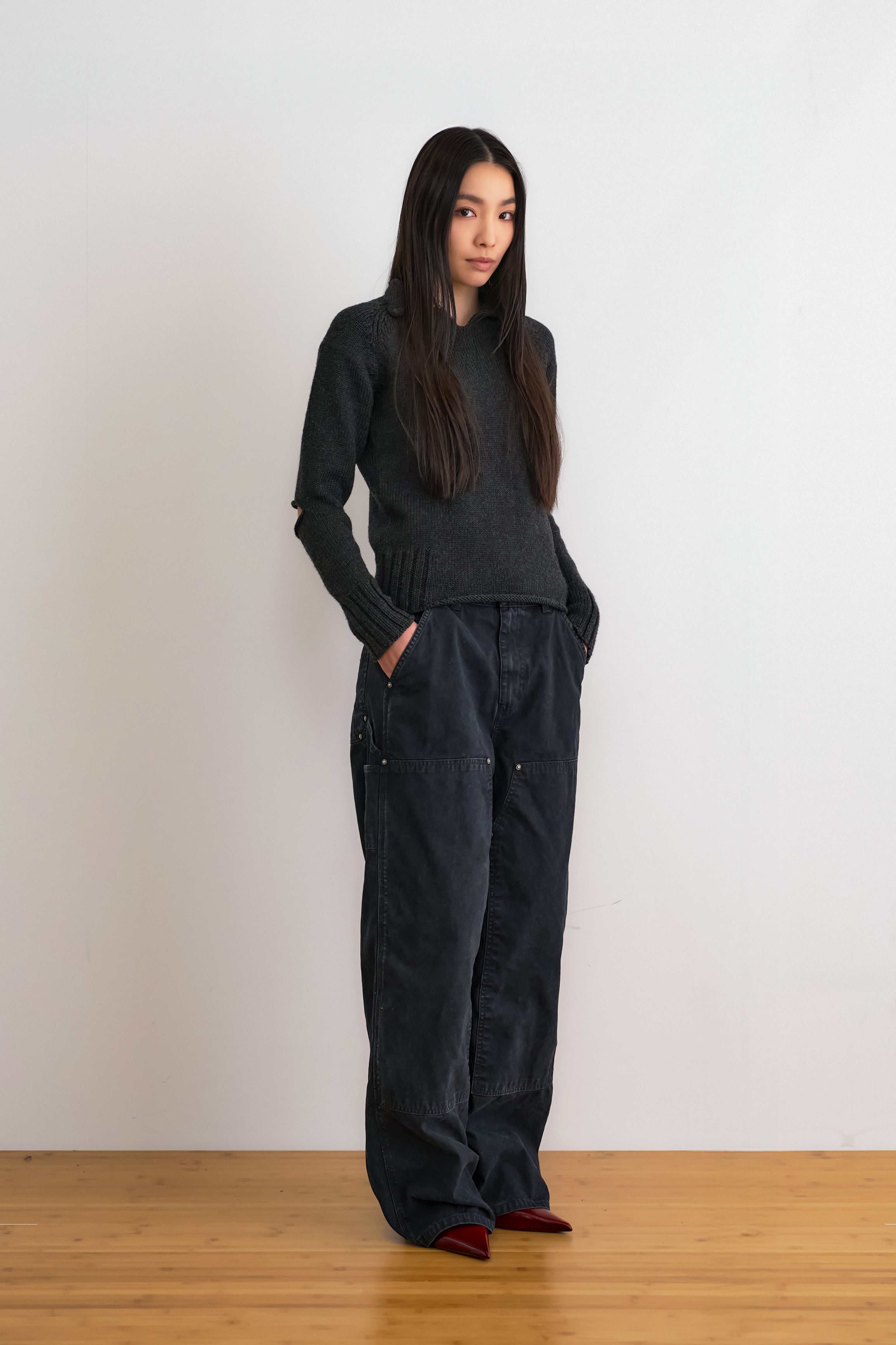 FI-Distressed Double Knee Pants （ブラック） FI - Distressed Double Knee Pants / D-Gray ダークグレー ダブルニー