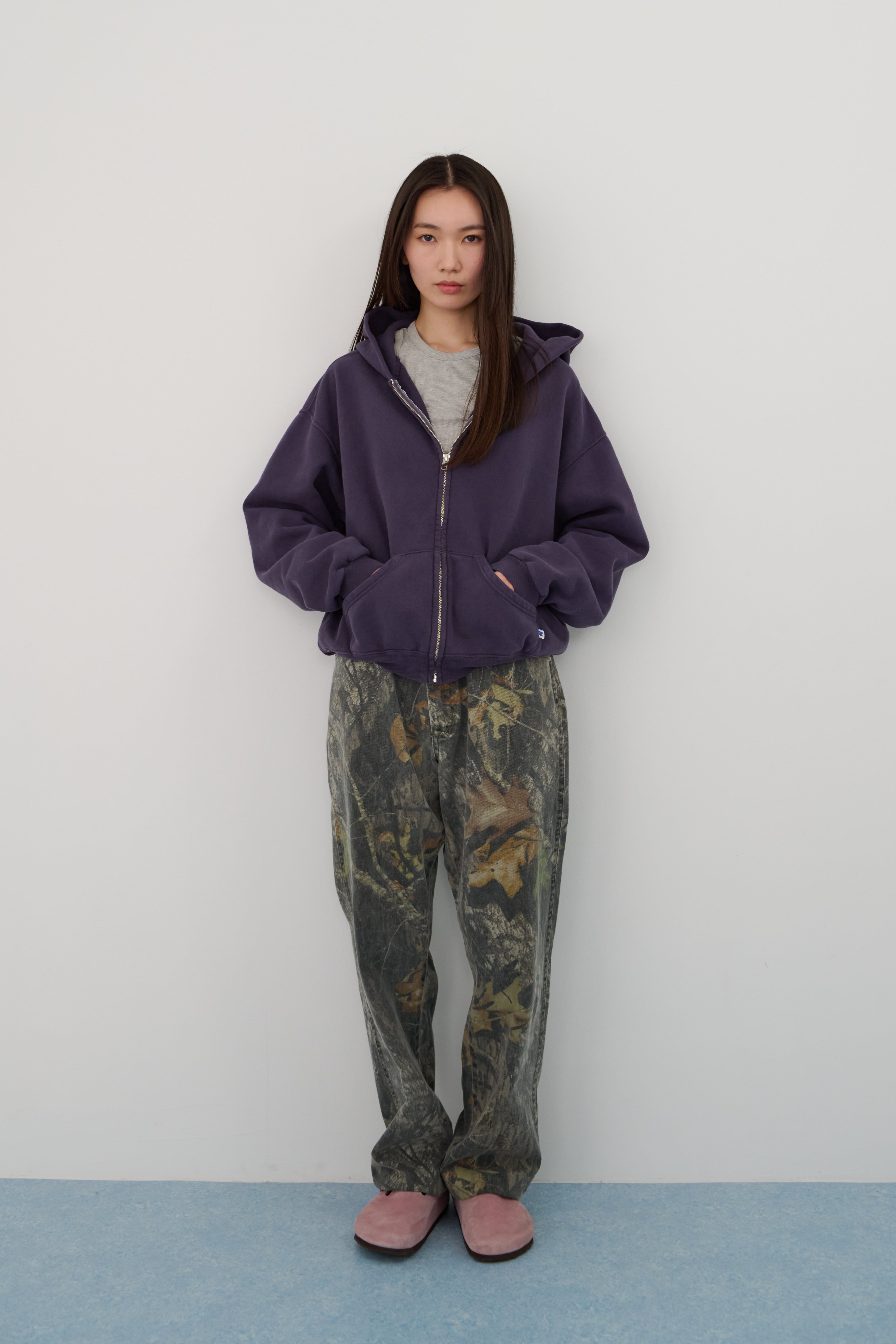 60's Faded Zip hoodie / Dusky Purple