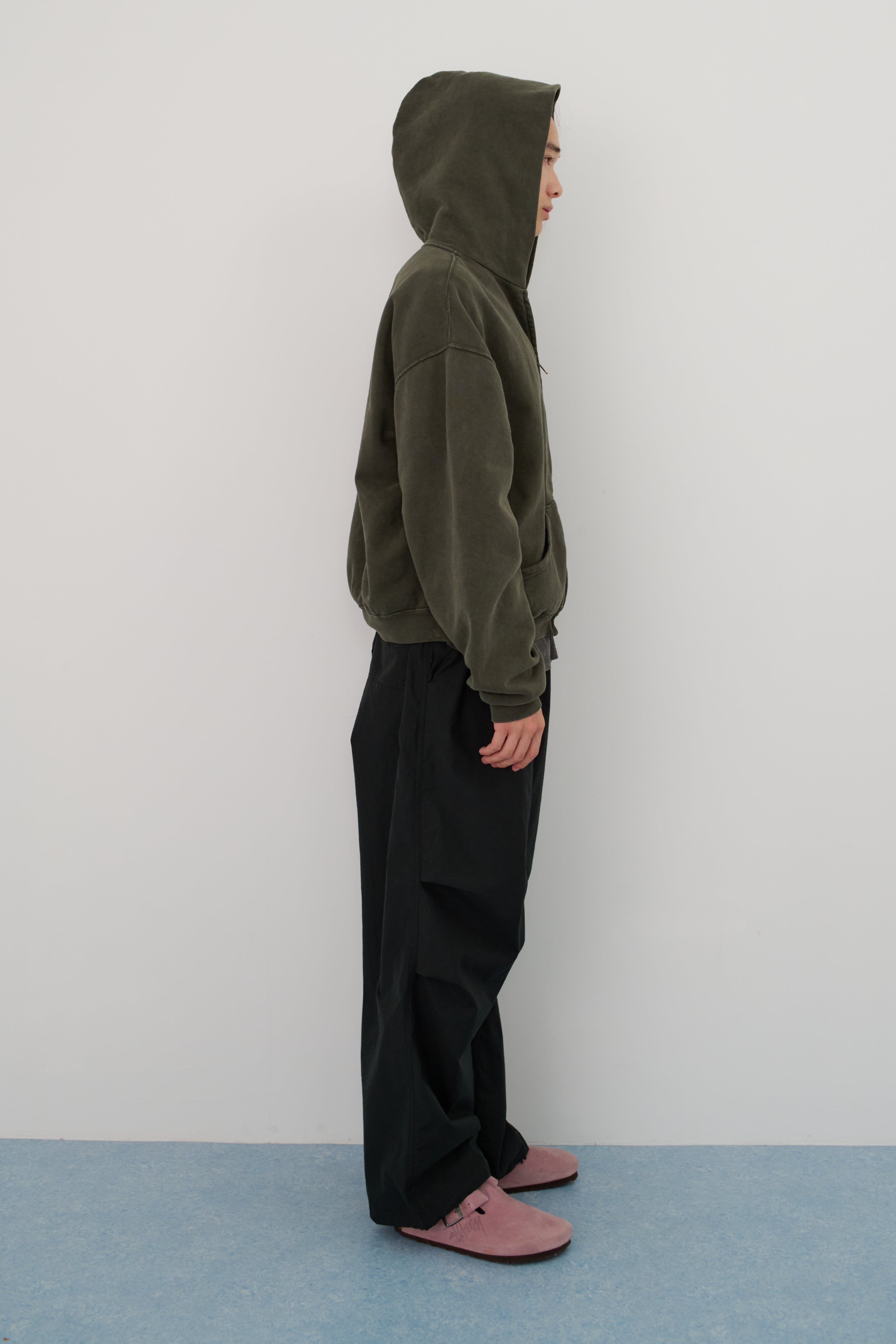 60's Faded Zip hoodie / Olive Gray