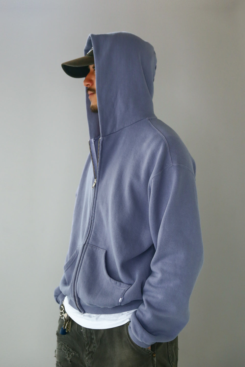 60's Faded Zip hoodie / Queen Blue