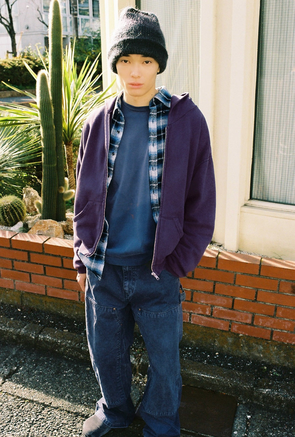 60's Faded Zip hoodie / Dusky Purple