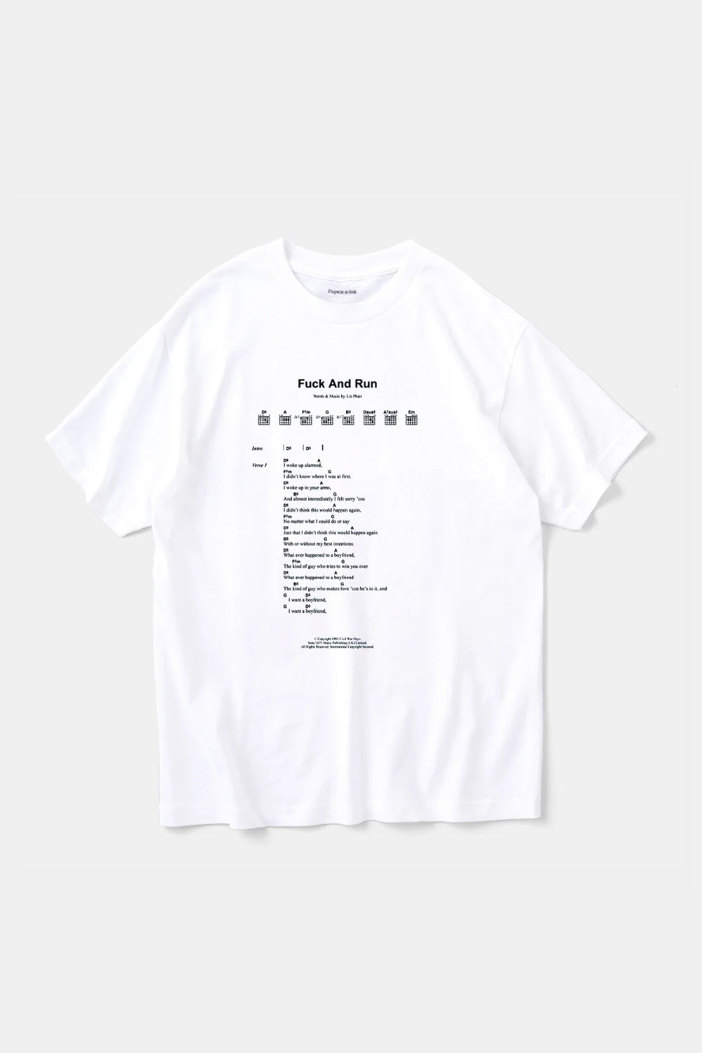 FUCK AND RUN Tee - White / Paper & Ink Cotton Club