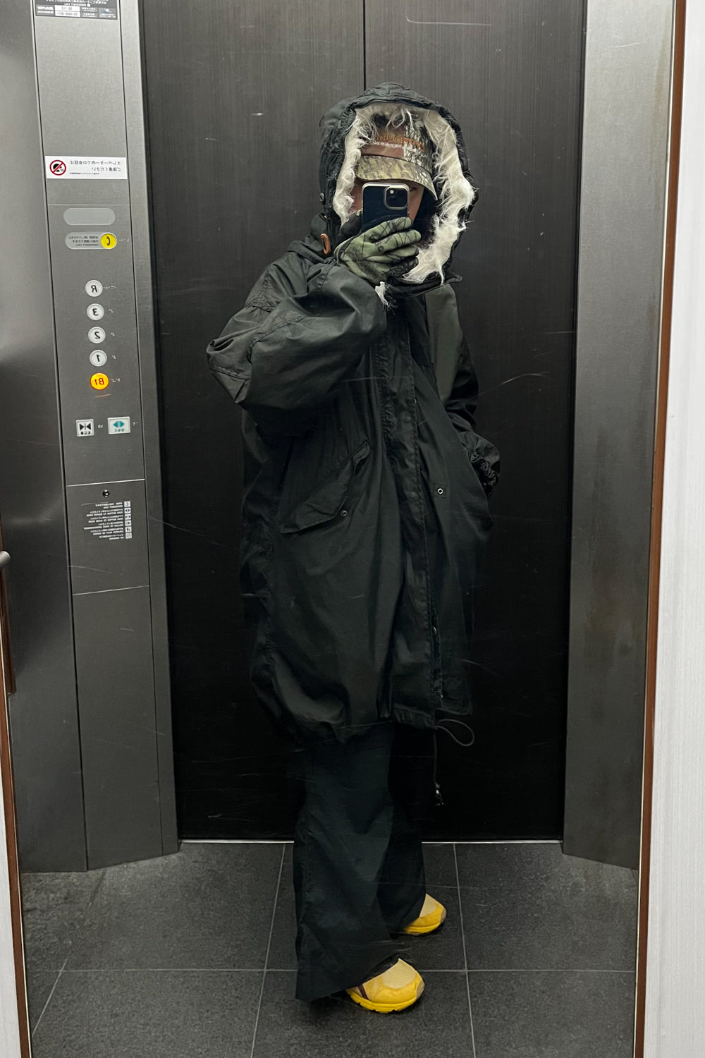 M-65 Fishtail Over-Dyed with Hood Black フード付き モッズパーカー