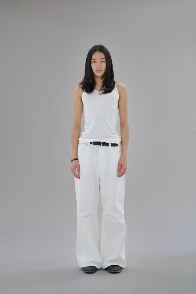 
                  
                    Knee Pleated Baggy Pants - Faded WHT
                  
                