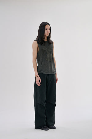 
                  
                    Knee Pleated Baggy Pants - Faded BLK
                  
                