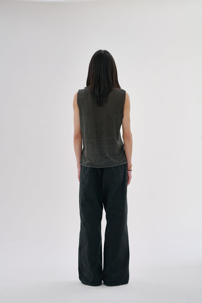 
                  
                    Knee Pleated Baggy Pants - Faded BLK
                  
                