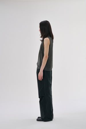 
                  
                    Knee Pleated Baggy Pants - Faded BLK
                  
                