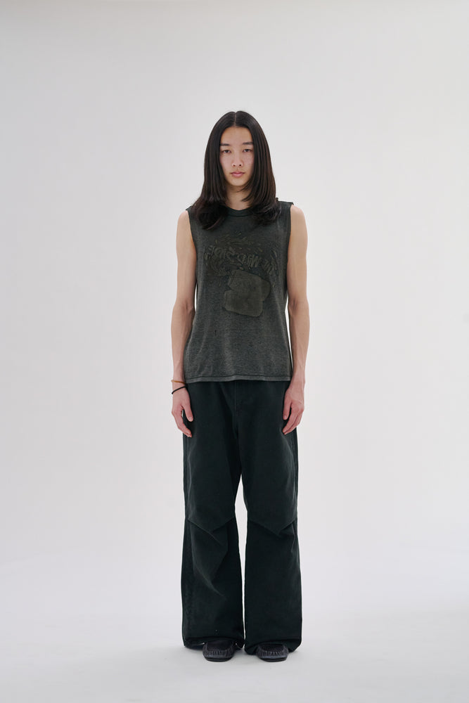 
                  
                    Knee Pleated Baggy Pants - Faded BLK
                  
                