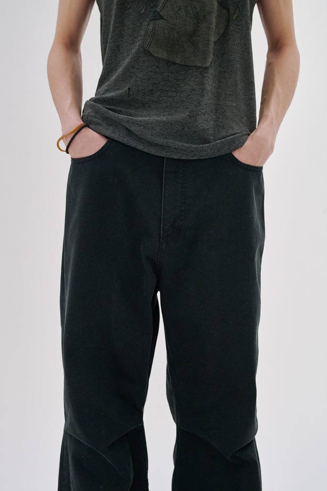 
                  
                    Knee Pleated Baggy Pants - Faded BLK
                  
                