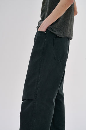 
                  
                    Knee Pleated Baggy Pants - Faded BLK
                  
                