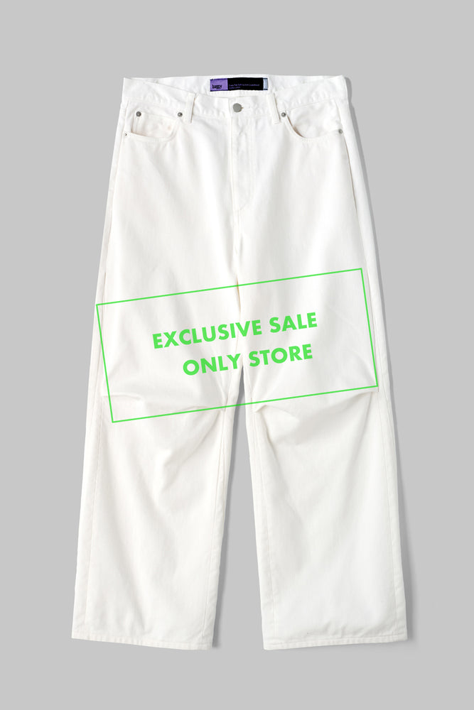 Knee Pleated Baggy Pants - Faded WHT