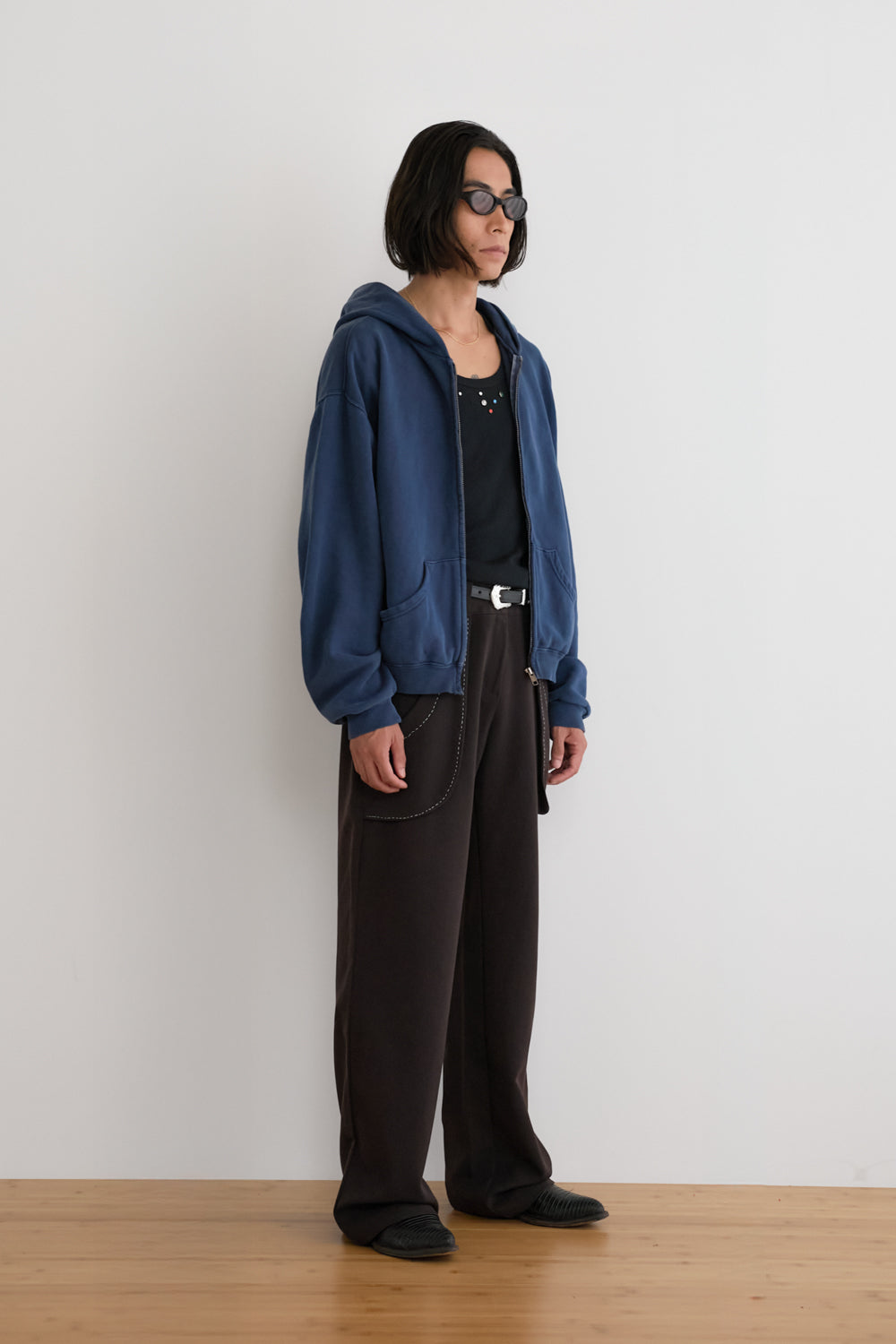 60's Faded Zip hoodie / Navy Blue