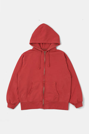 
                  
                    Frayed Edge Overdyed Zip Hoodie / Washed red
                  
                