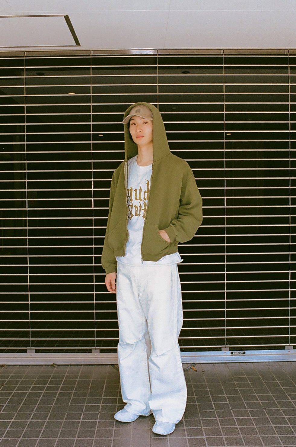 60's Faded Zip hoodie / Olive