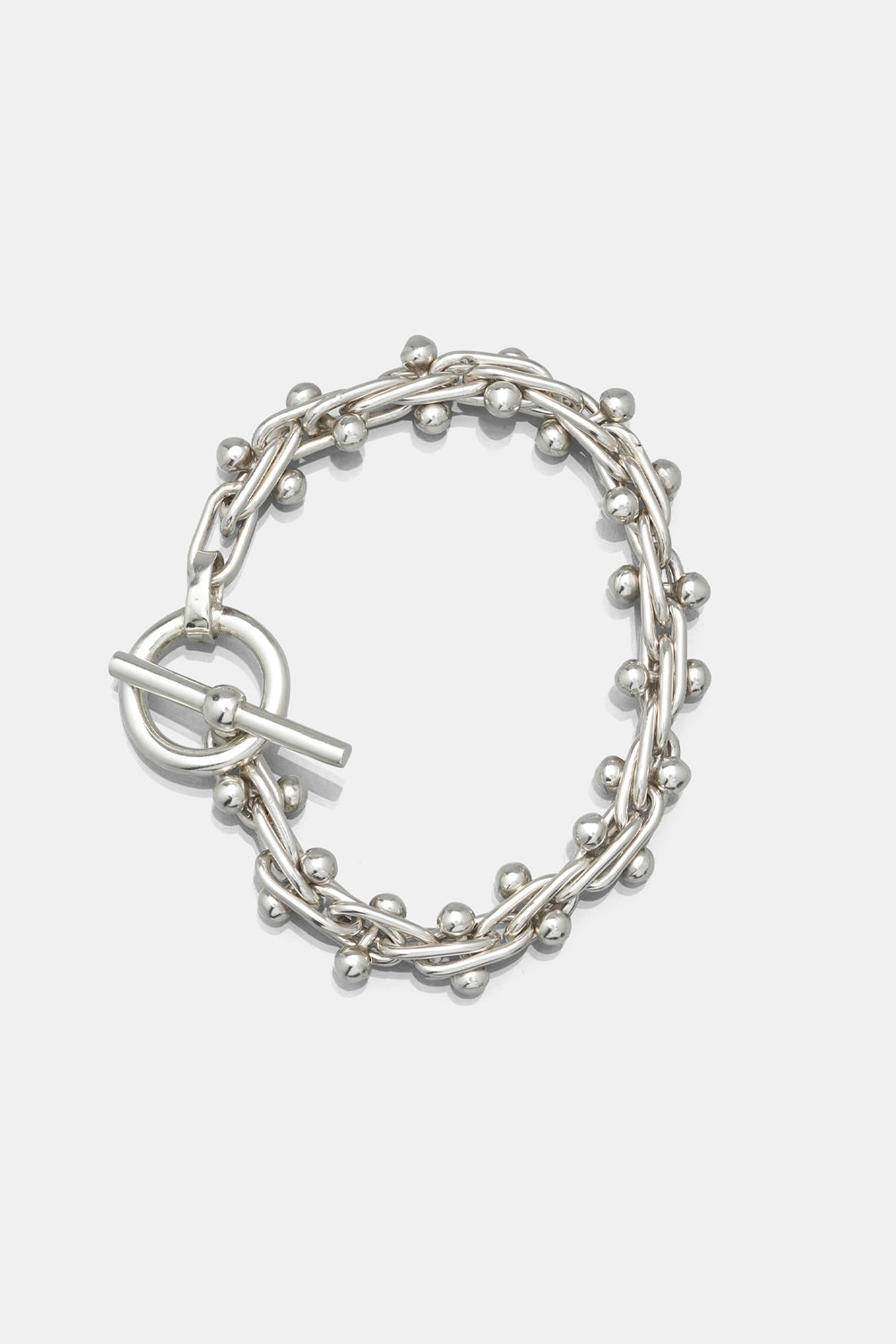Silver Beaded Bracelet / Medium